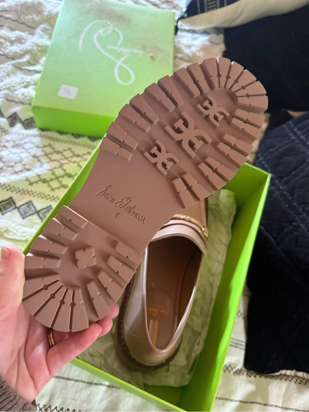 Sam Edelman Lug Sole Loafers in Blush Pink